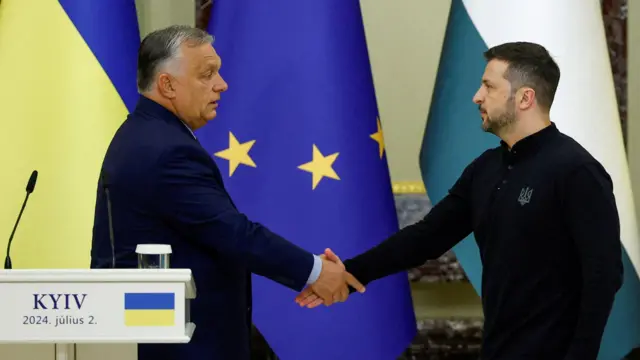 Виктор Орбан и Владимир Зеленский в Киеве в 2024 году