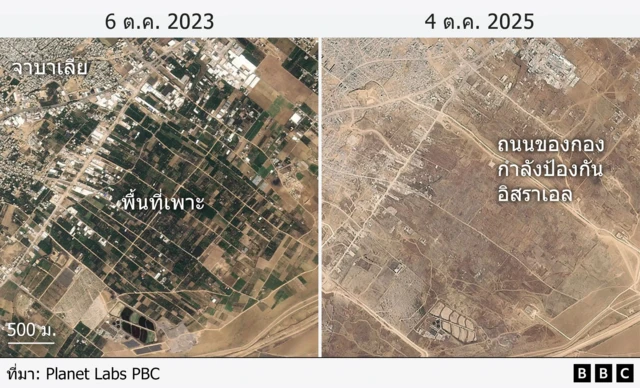 Tree crops are shown in a satellite image of Jabalia from 3 October 2023 are shown when a button is slid to the right and the area has no foliage on 4 October 2025 is displayed when the button is slid to the right. The Source is Planet Labs PBC.
To request:
1. Complete the translations here: https://tinyurl.com/ycy8e6s8
2. Fill-in the commissioning form https://bit.ly/ws_design_form with this title in English:
Rebuilding Gaza - (graphics set) - 2025101501
