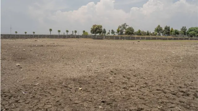 أجزاء من بحيرة جافة في المكسيك.