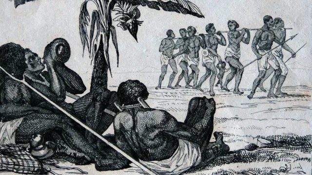 Représentation de la traite des esclaves dans l'île de Gorée.