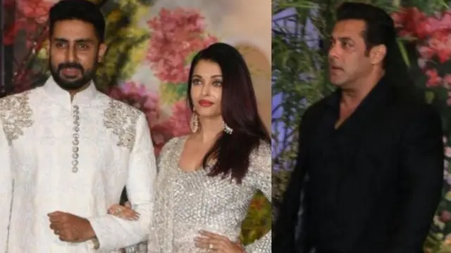 Abhishek Bachchan da matarsa Aishwarya da Salman Khan a wajen bikin Sonam Kapoor