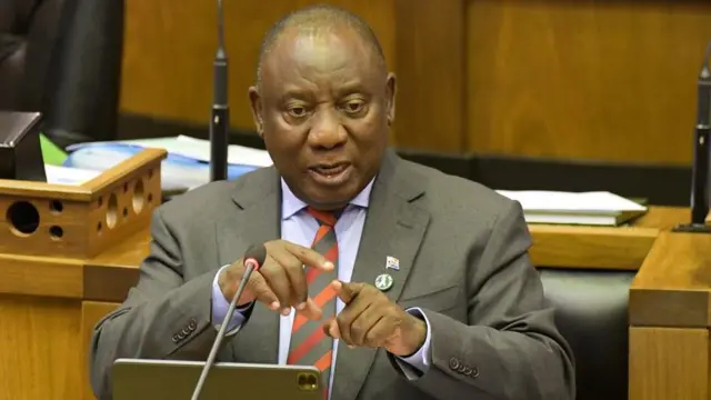 President Cyril Ramaphosa in the South African national assembly