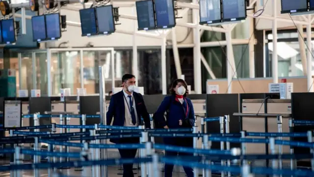 Aeropuerto en Santiago en mayo de 2020.