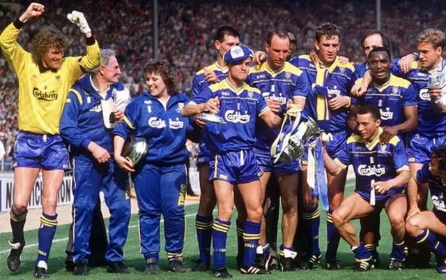 Wimbledon celebrate winning the 1988 FA Cup