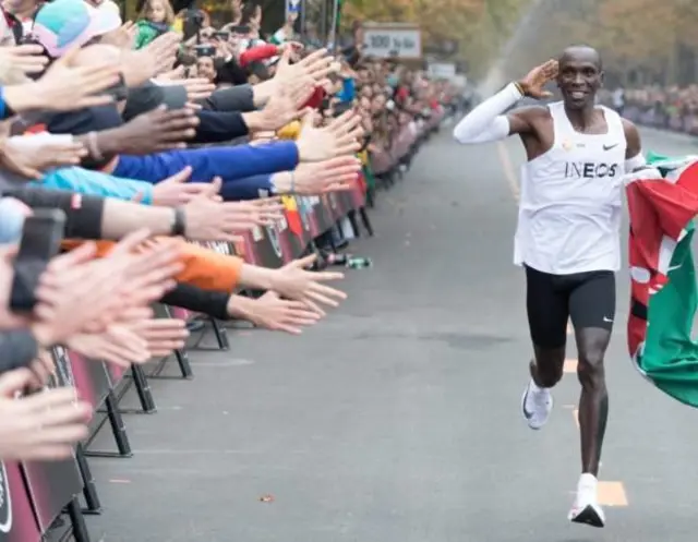 Eliud kipchoge baada ya kumaliza mbio hizo