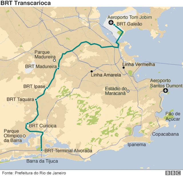 No caminho do BRT estão regiões tradicionais da zona norte da cidade, como a Penha, e favelas como a da Maré