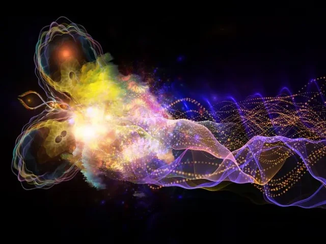 تصویرسازی از نورهای رنگی که ضمن رشد به حرکت‌های پیچیده‌تری منجر می‌شوند