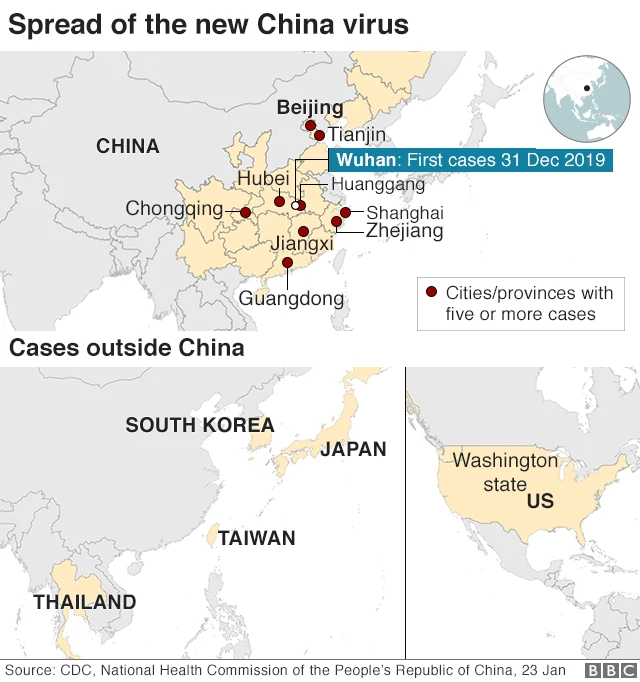 Map of coronavirus outbreak