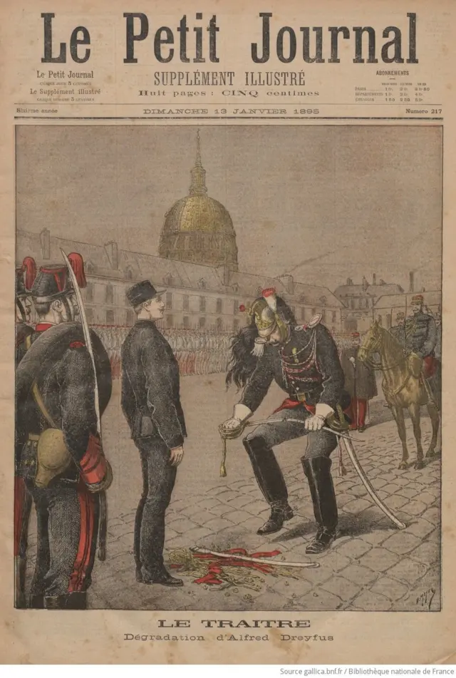 Jornal ilustra cerimônia de "degradação" de Dreyfus, em que ele foi despojado em público de seus símbolos de oficial