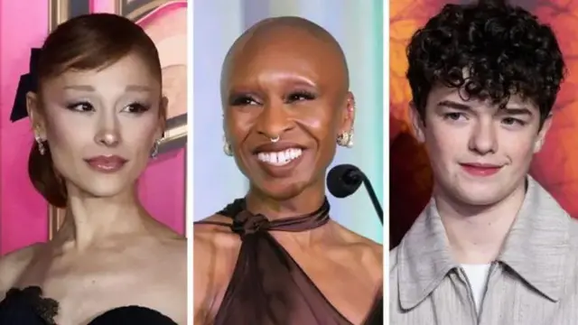 Слева на право изображены актеры Ариана Гранде, Синтия Эриво и Оуэн Купер.