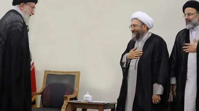 علی خامنه ای، صادق لاریجانی و ابراهیم رئیسی
