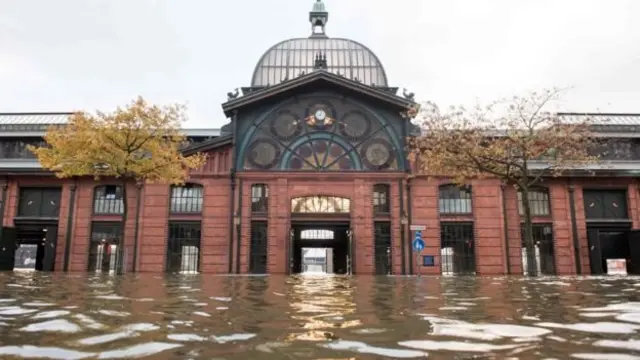 The centre of the German city of Hamburg was flooded