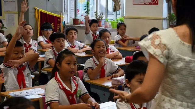 ચીનની શાળામાં ભણતાં બાળકોની તસવીર