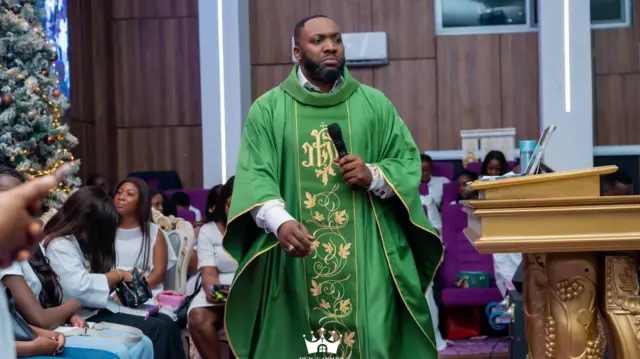 Prophet Uche during watchnight service 