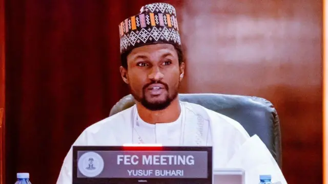 Yusuf Buhari lokacin da ya halarci zama na musamman da majalisar zartarwar Najeriya ta shirya kan rasuwar mahaifinsu