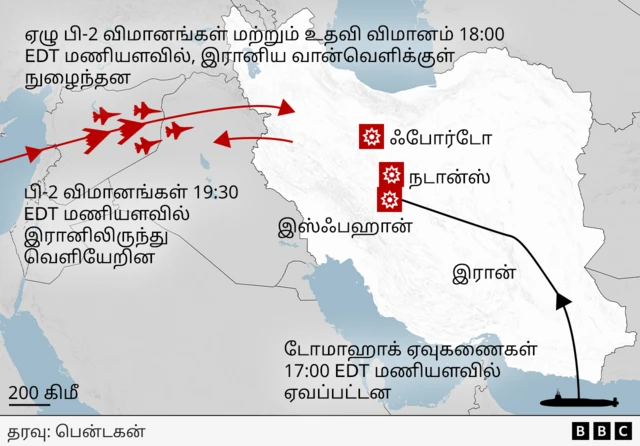 இரான், அமெரிக்கா தாக்குதல், அணுசக்தி தளங்கள் மீது தாக்குதல் 
