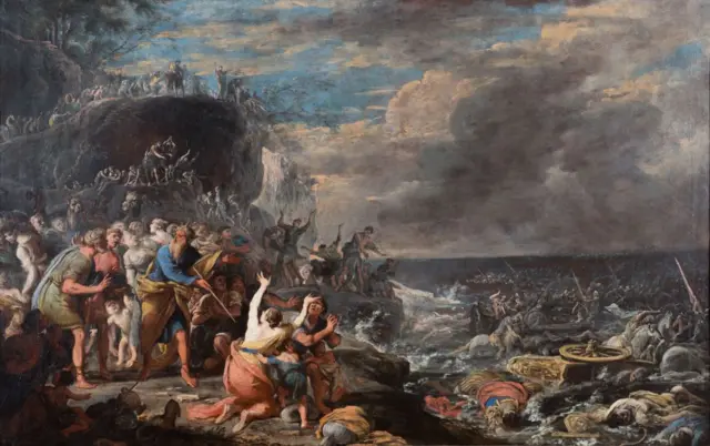 Le passage des Israélites à travers la mer Rouge, milieu du XVIIe siècle. Collection privée. Artiste : Gargiulo, Domenico (1609-1675).