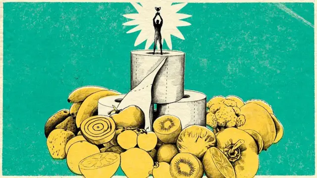 Овочі, фрукти і туалетний папір