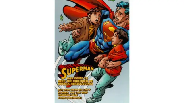 Комікс про супермена, який розповідав дітям Боснії і Герцеговини про небезпеку протипіхотних мін (1996 р.)