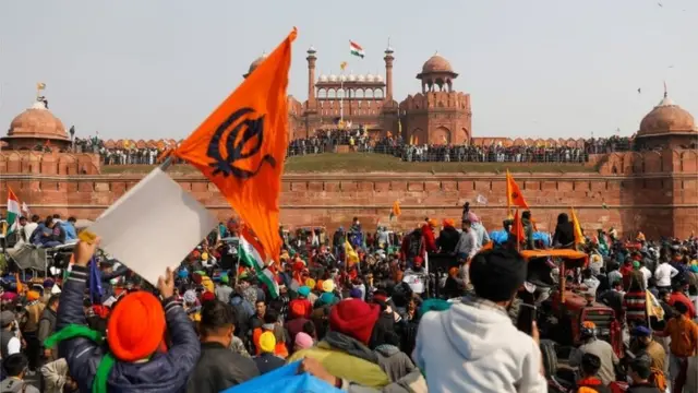 انڈیا، کسان، لال قلعہ، دلی، مظاہرہ