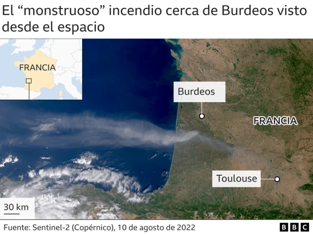 El incendio visto desde el espacio.