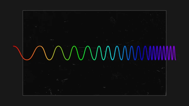 Ilustração de uma onda mudando gradualmente de cor, transitando suavemente do vermelho até o violeta
