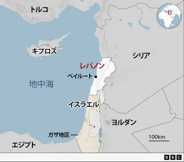 レバノン周辺の地図