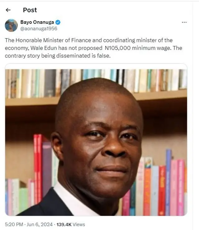 Aworan ohun Bayo Onanuga gbe sori ayelujara X