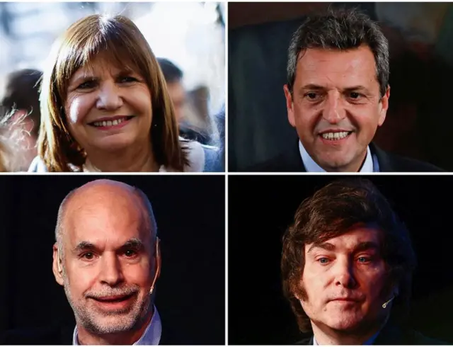 Patricia Bullrich, Sergio Massa, Horacio Rodríguez Larreta e  Javier Milei