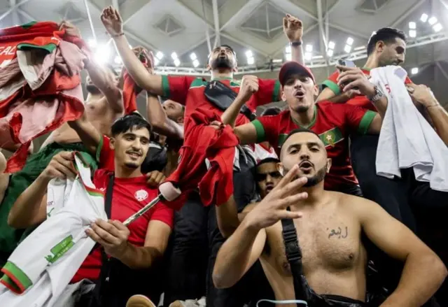 Supporters marocains au Qatar.