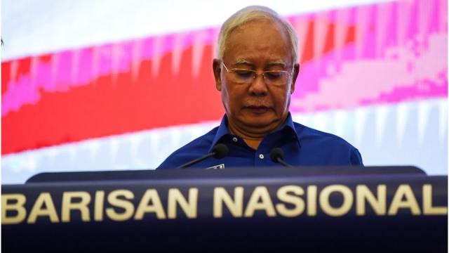 Премьер-Министр Малайзии Наджиб Разак после известий о том, что его партия проиграла выборы. 10 мая 2018