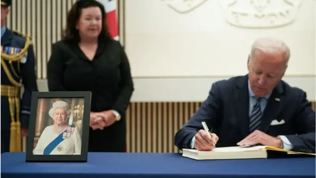 President Joe Biden went to the British embassy in Washington to sign a condolences book