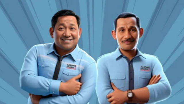 Alat peraga kampanye pasangan calon Gubernur-Wakil Gubernur Aliong Mus-Sahril Thahir menggunakan AI. 