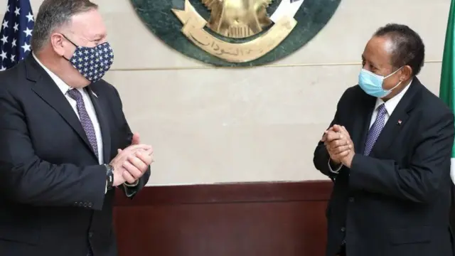 Le secrétaire d'État américain Mike Pompeo rencontre le Premier ministre soudanais Abdalla Hamdok à Khartoum, au Soudan - 25 août 2020