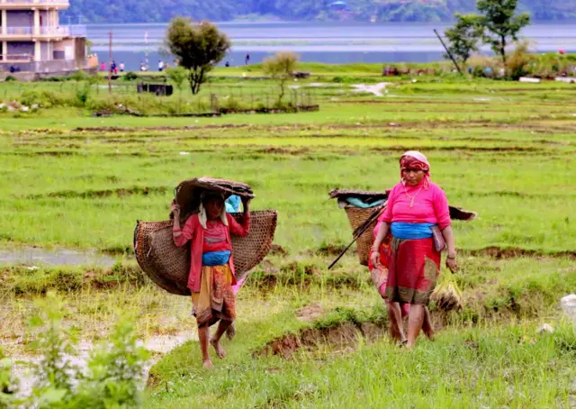 पोखरामा सेती नदीको फाँटमा खेतमा काम गरेर फर्किँदै दुई महिला