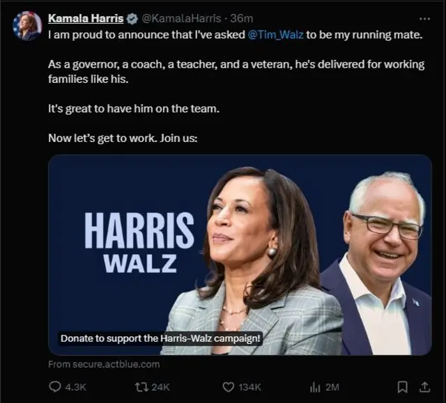 Aworan atejade KAmala Harris loju opo X