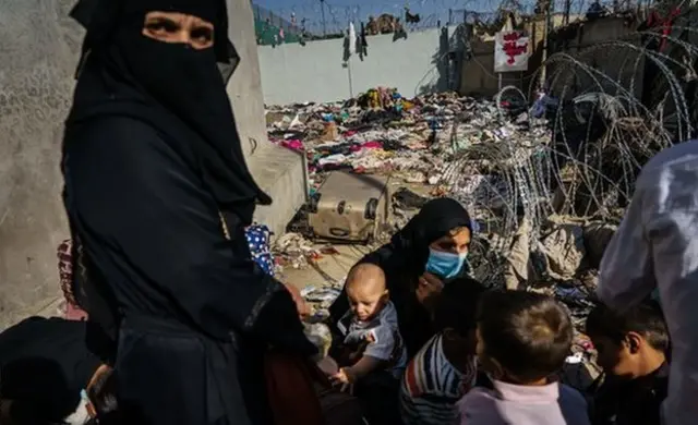 The scene at Kabul airport's east gate on 25 August 2021