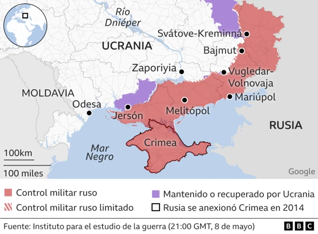 Mapa de la zona de conflicto