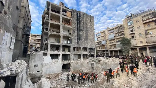 A destroyed building in Aleppo