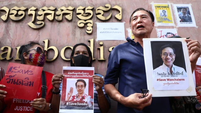 วันที่ 8 มิ.ย. สมยศไปสถานทูตกัมพูชาวเพื่อเรียกร้องรัฐบาลกัมพูชาสอบสวนกรณีที่วันเฉลิมหายตัวไปเมื่อวันที่ 4 มิ.ย.