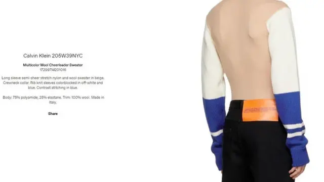 Model wear di new sweater wey Calvin Klein do