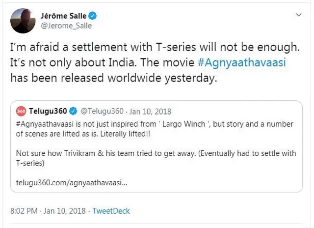 జెరోమ్ సాలే ట్వీట్