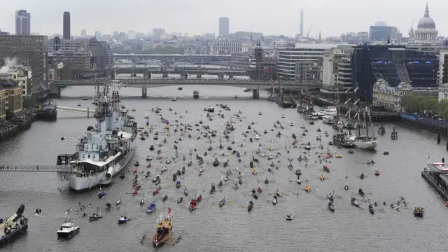 Diamond Jubilee celebrations: Boats taking part in the river pagent on the Thames