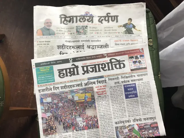 दार्जिलिंग से छपने वाले अखबारों की सुर्खियां