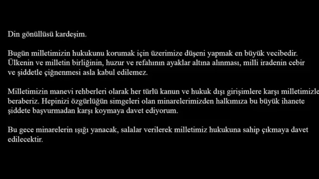 Diyanet'in mesajı