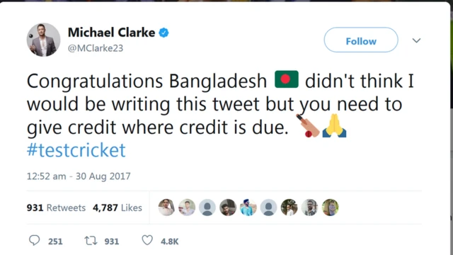 সাবেক অস্ট্রেলিয়ান অধিনায়ক মাইকেল ক্লার্কের টুইট: