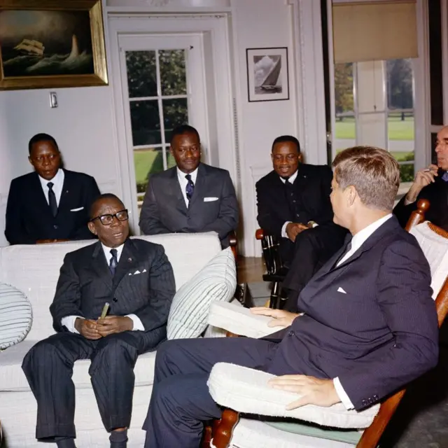 Presiden John F. Kennedy bertemu dengan William V.S. Tubman, Presiden Liberia