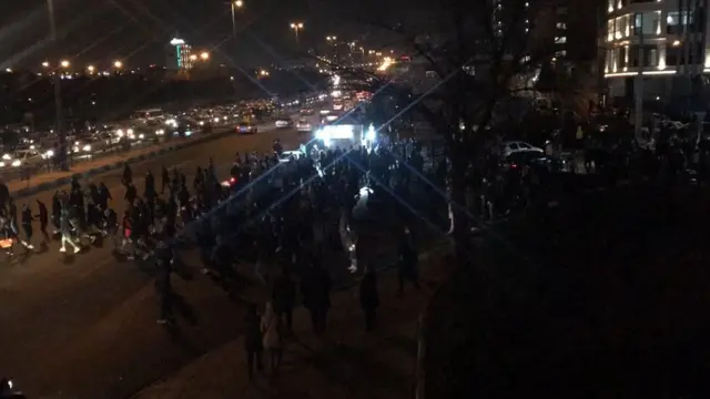 Anti-government protest near Azadi Square in Tehran on 12 January 2020
