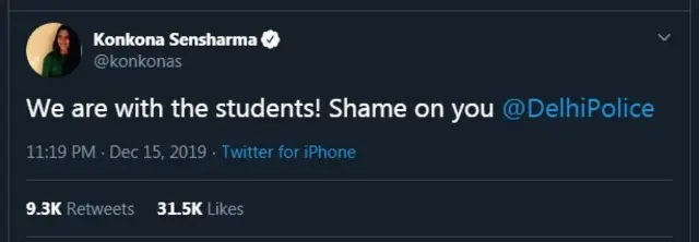 कोंकणा सेन शर्माचं ट्वीट