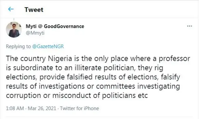 Aworan ọrọ oju opo Twitter